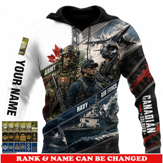 Personalized Canada Soldier/Veteran with Name & Rank Hoodie All Over Printed - 177785280