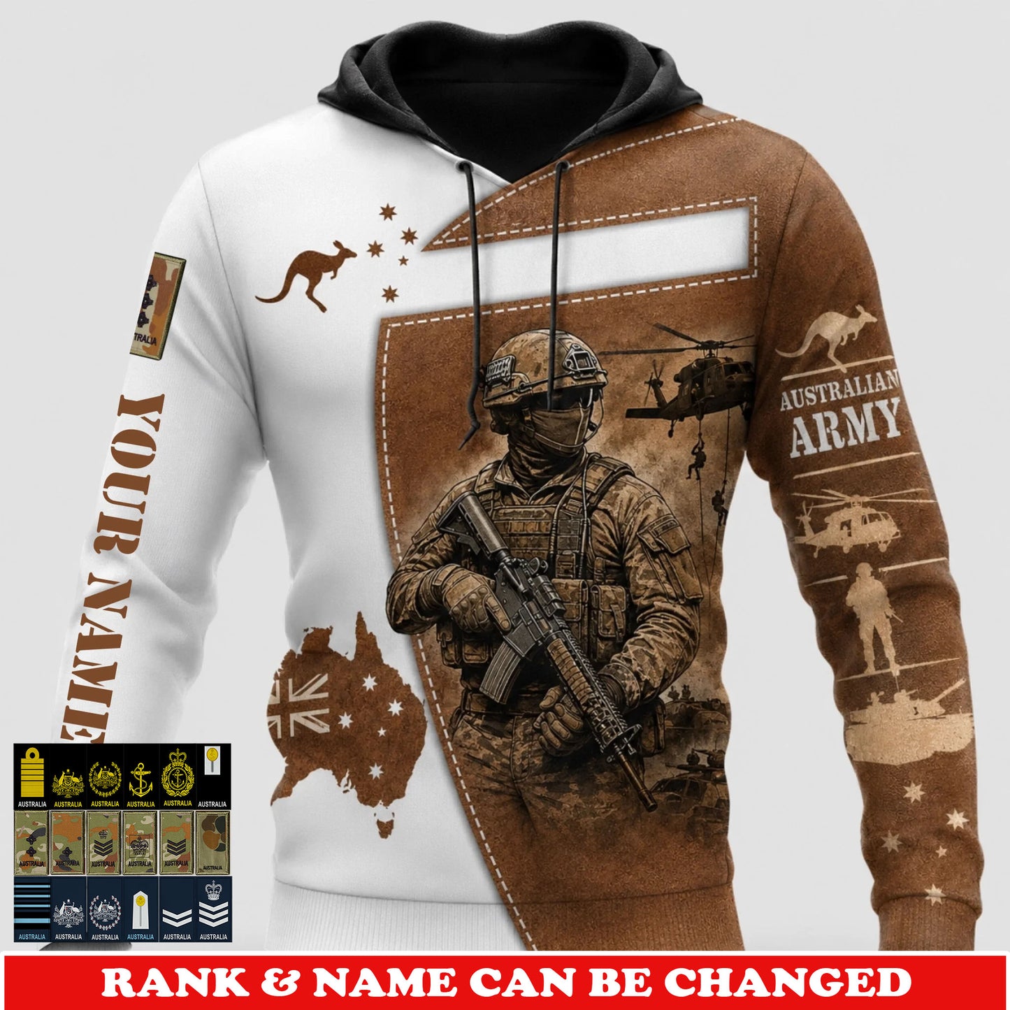 Personalized Australia Soldier/Veteran with Name & Rank Hoodie All Over Printed - 17778528