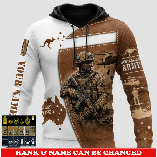 Personalized Australia Soldier/Veteran with Name & Rank Hoodie All Over Printed - 17778528