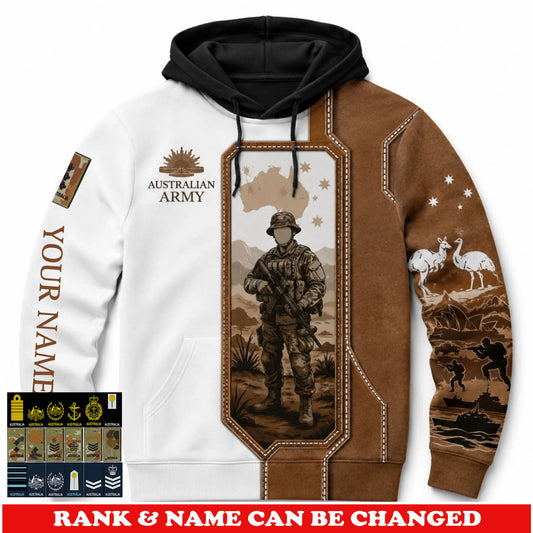 Personalized Australia Soldier/Veteran with Name & Rank Hoodie All Over Printed - 177785280