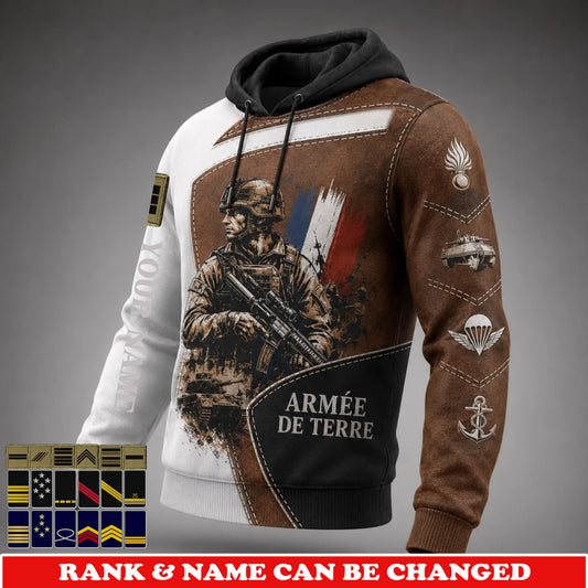 Personalized France Soldier/Veteran with Name & Rank Hoodie All Over Printed - 17777664