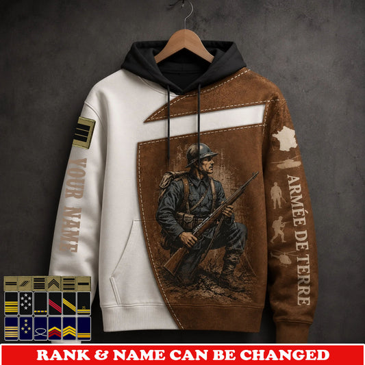 Personalized France Soldier/Veteran with Name & Rank Hoodie All Over Printed - 177785280