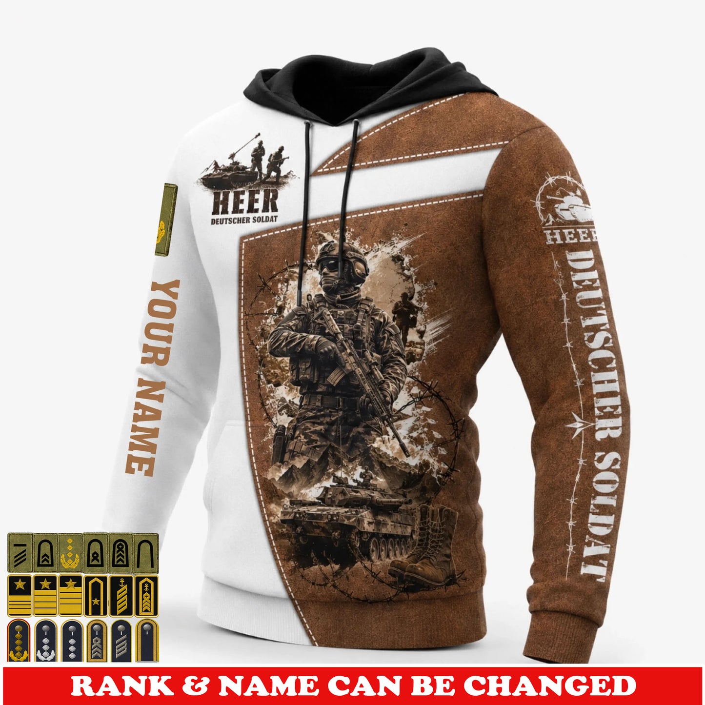 Personalized Germany Soldier/Veteran with Name & Rank Hoodie All Over Printed - 177785280