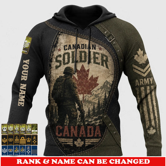 Personalized Canada Soldier/Veteran with Name & Rank Hoodie All Over Printed - 17781984