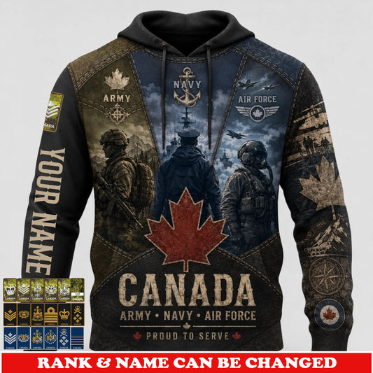 Personalized Canada Soldier/Veteran with Name & Rank Hoodie All Over Printed - 17782848
