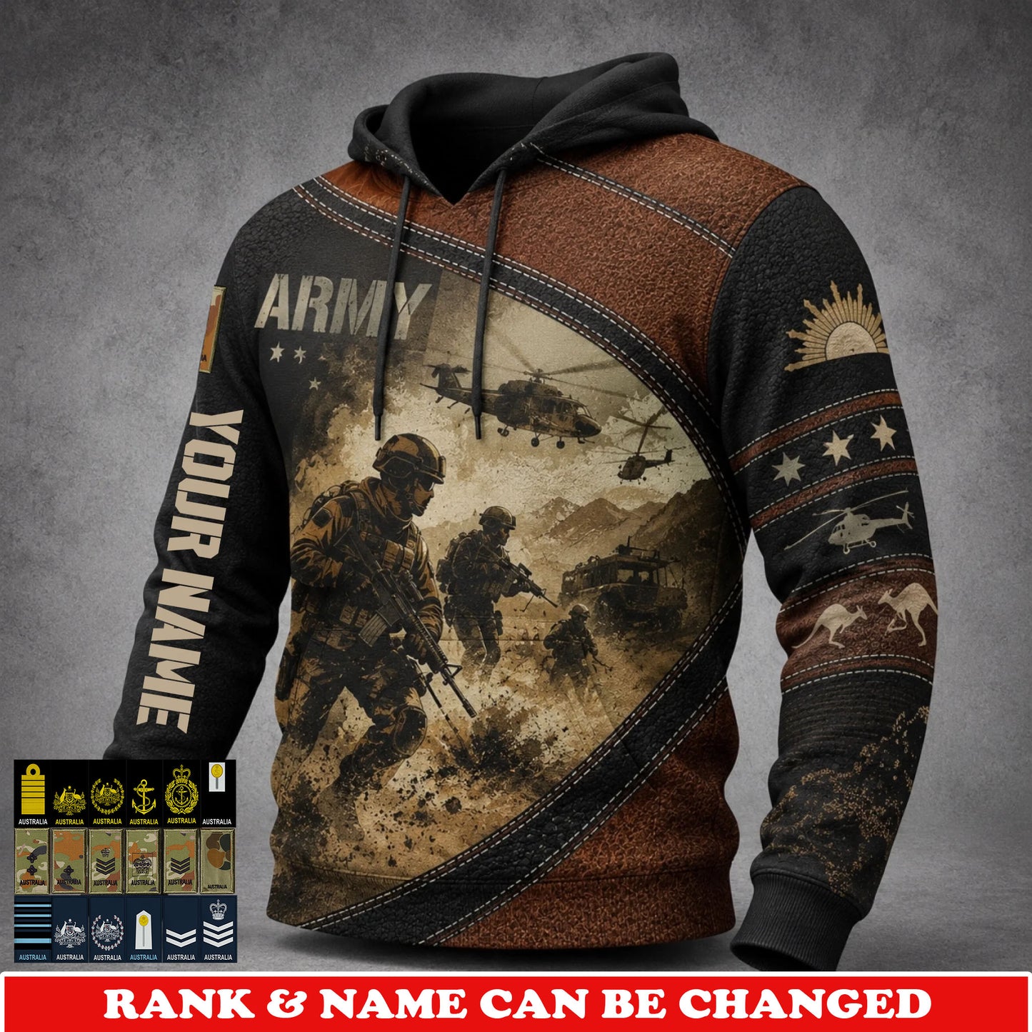 Personalized Australia Soldier/Veteran with Name & Rank Hoodie All Over Printed - 177811200