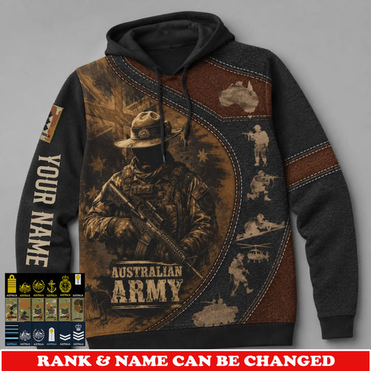 Personalized Australia Soldier/Veteran with Name & Rank Hoodie All Over Printed - 17781984