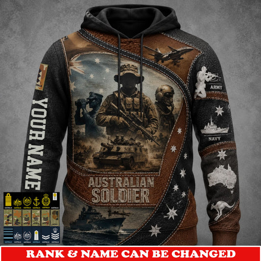 Personalized Australia Soldier/Veteran with Name & Rank Hoodie All Over Printed - 17782848