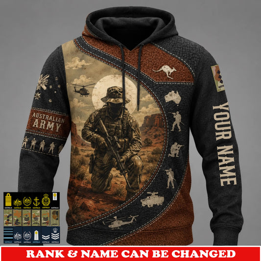 Personalized Australia Soldier/Veteran with Name & Rank Hoodie All Over Printed - 177802560