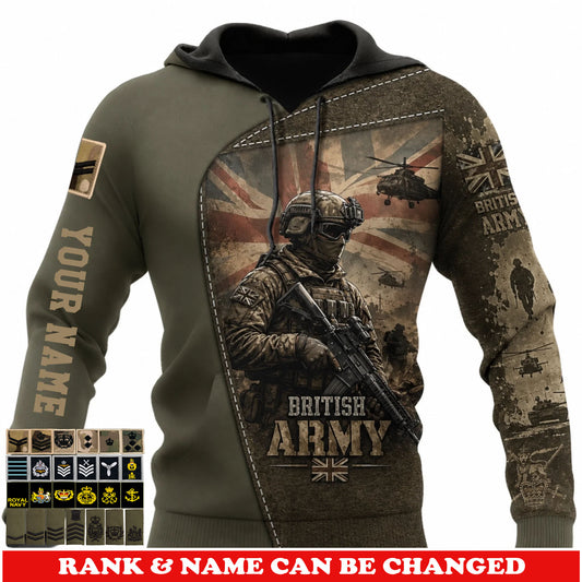 Personalized UK Soldier/Veteran with Name & Rank Hoodie All Over Printed - 17776800