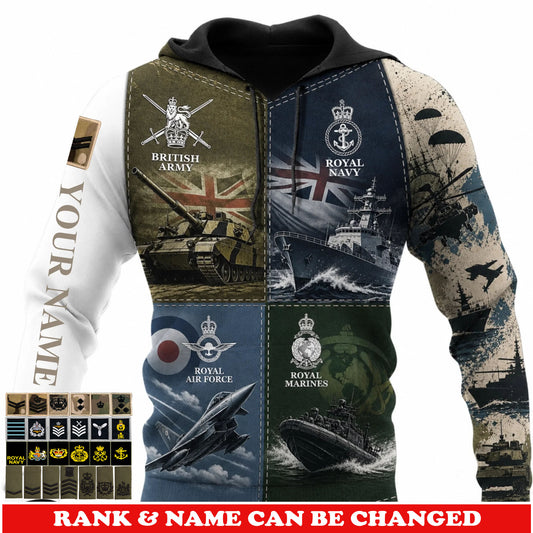 Personalized UK Soldier/Veteran with Name & Rank Hoodie All Over Printed - 177785280