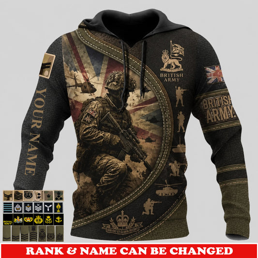 Personalized UK Soldier/Veteran with Name & Rank Hoodie All Over Printed - 177802560
