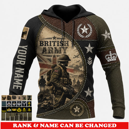 Personalized UK Soldier/Veteran with Name & Rank Hoodie All Over Printed - 177811200