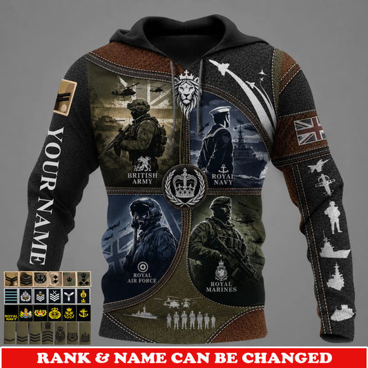 Personalized UK Soldier/Veteran with Name & Rank Hoodie All Over Printed - 17781984