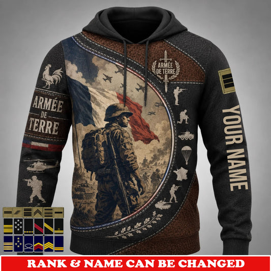 Personalized France Soldier/Veteran with Name & Rank Hoodie All Over Printed - 177802560