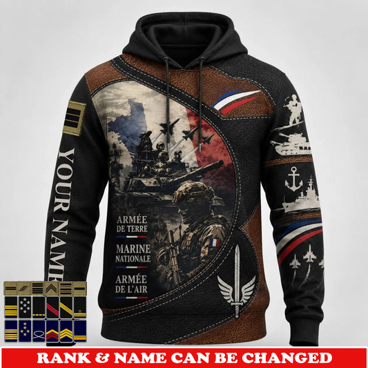 Personalized France Soldier/Veteran with Name & Rank Hoodie All Over Printed - 17782848