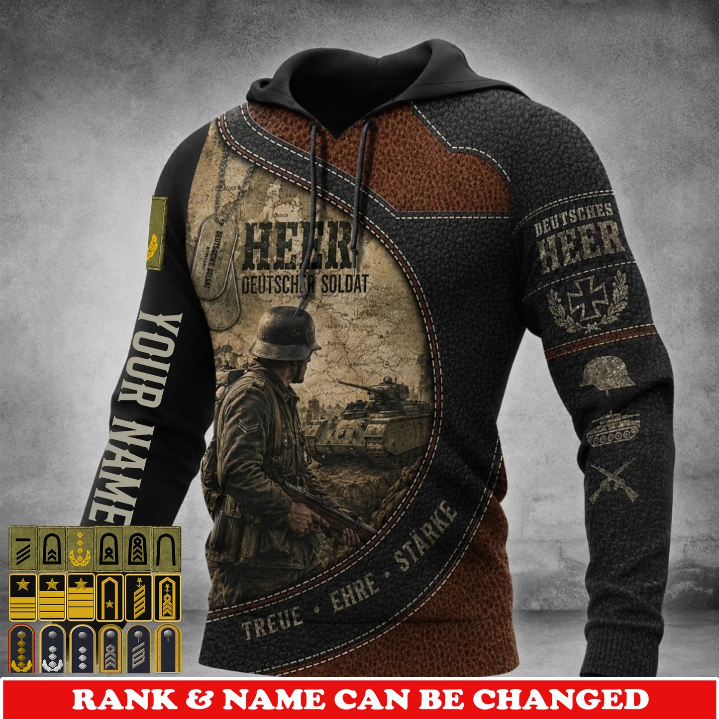 Personalized Germany Soldier/Veteran with Name & Rank Hoodie All Over Printed - 17781984