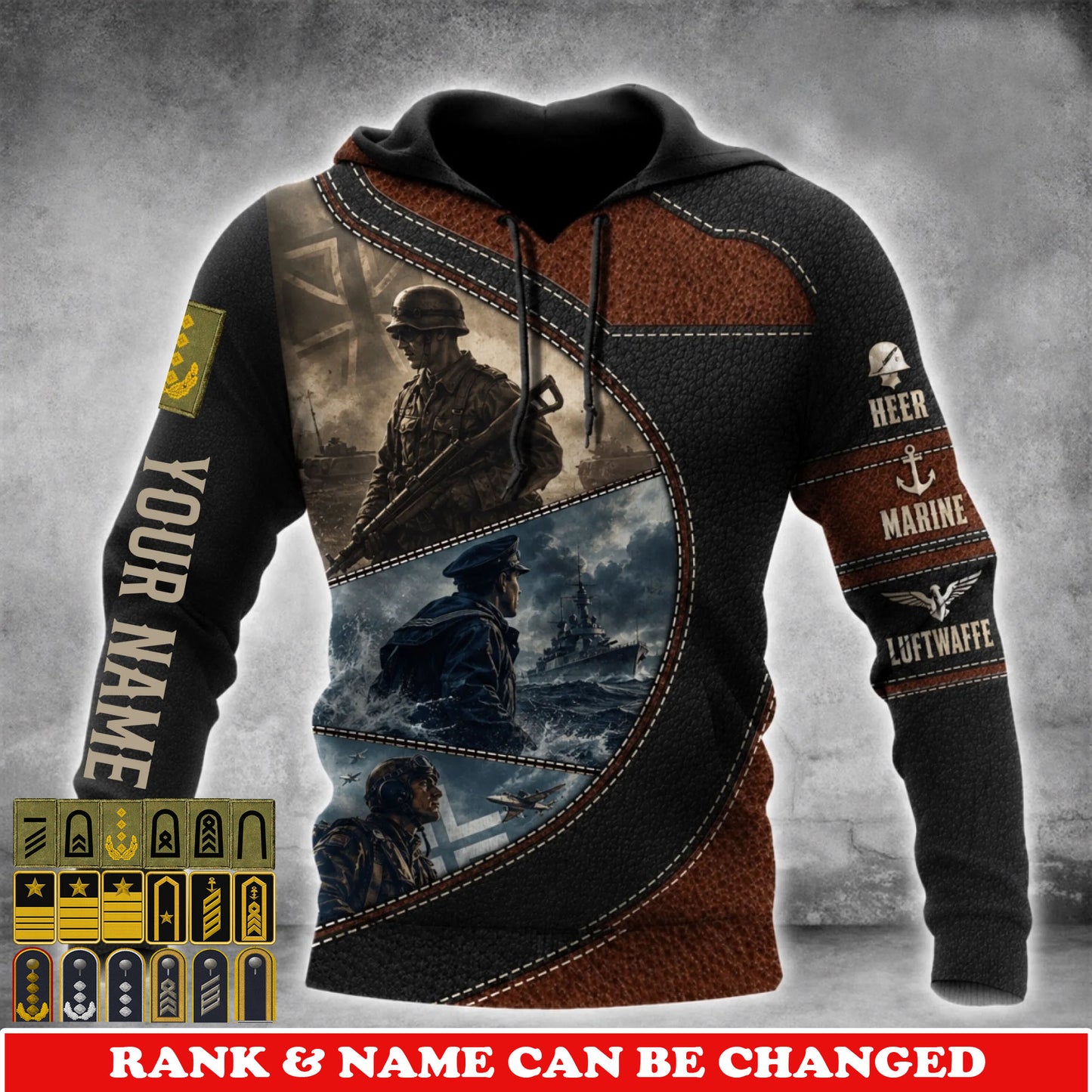 Personalized Germany Soldier/Veteran with Name & Rank Hoodie All Over Printed - 17782848