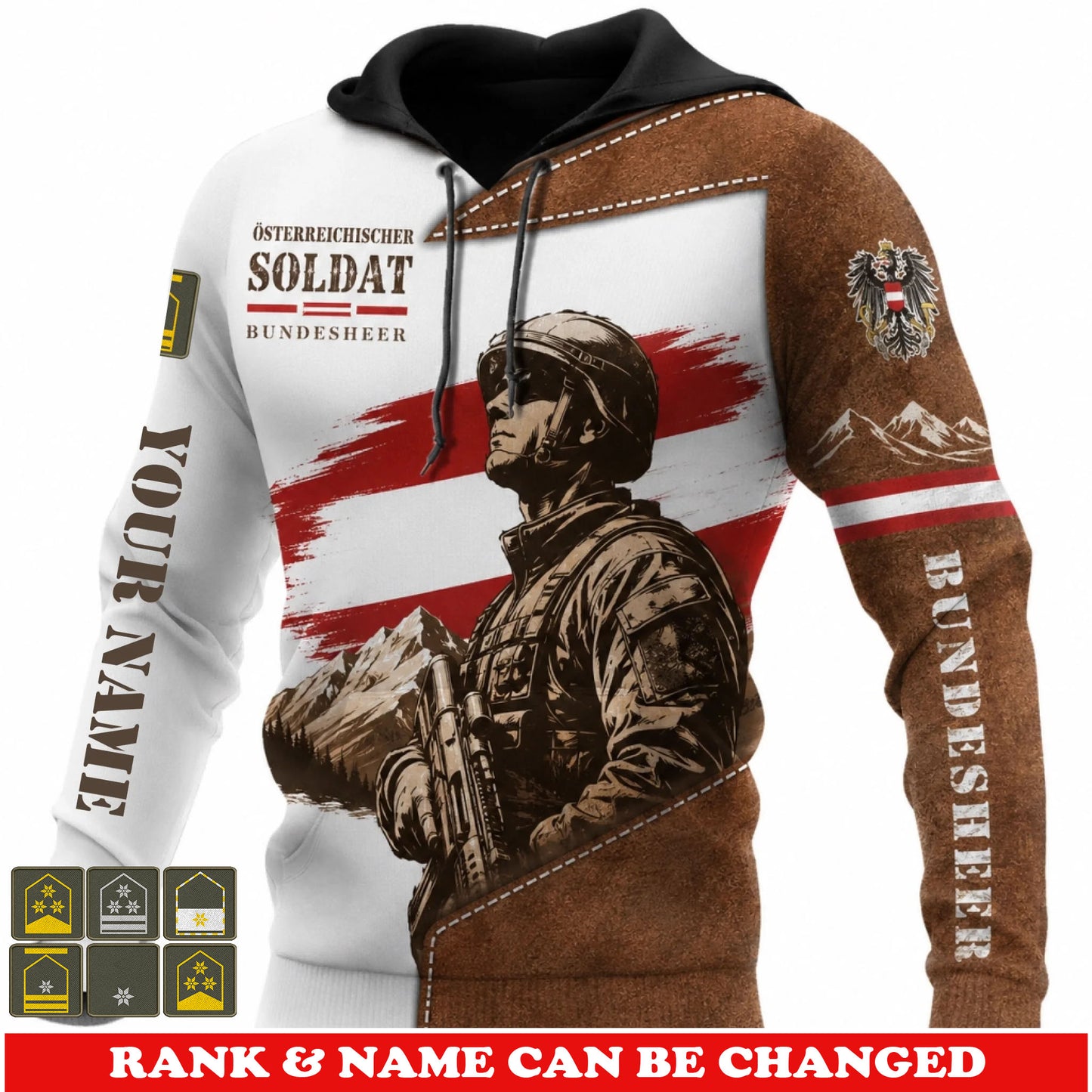 Personalized Austria Soldier/Veteran with Name and Rank Hoodie All Over Printed - 17777664