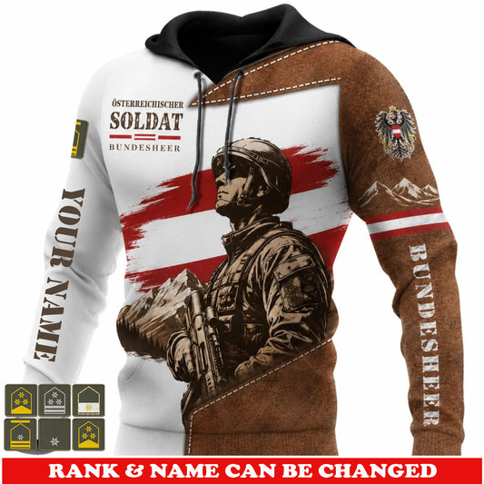 Personalized Austria Soldier/Veteran with Name and Rank Hoodie All Over Printed - 17777664