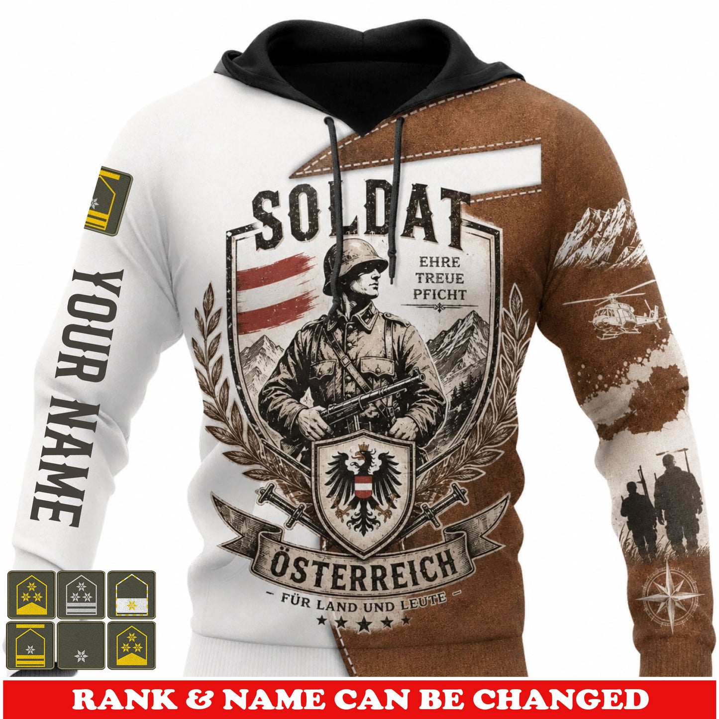 Personalized Austria Soldier/Veteran with Name and Rank Hoodie All Over Printed - 17779392