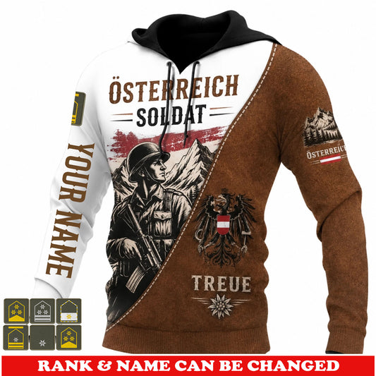 Personalized Austria Soldier/Veteran with Name and Rank Hoodie All Over Printed - 17781120