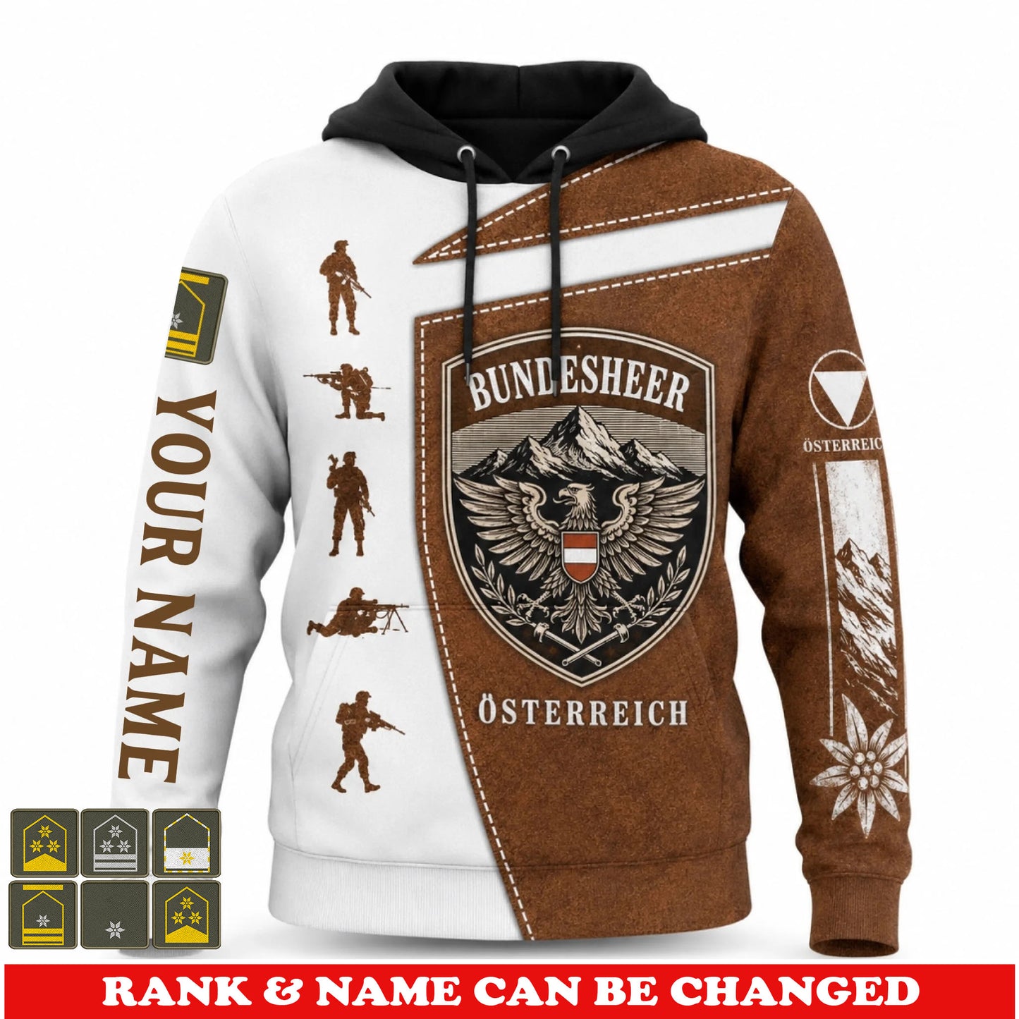 Personalized Austria Soldier/Veteran with Name and Rank Hoodie All Over Printed - 177802560