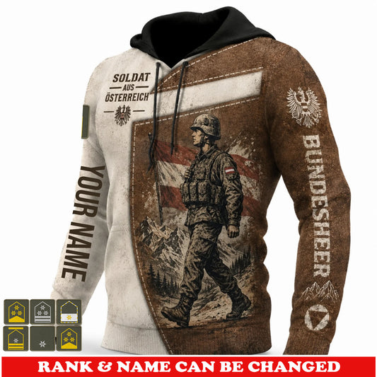 Personalized Austria Soldier/Veteran with Name and Rank Hoodie All Over Printed - 177811200