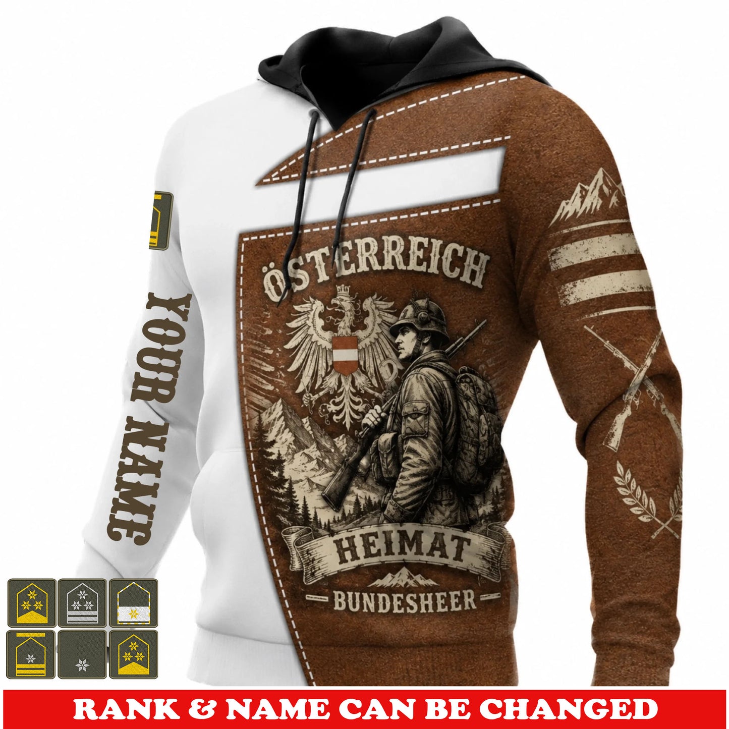 Personalized Austria Soldier/Veteran with Name and Rank Hoodie All Over Printed - 177785280