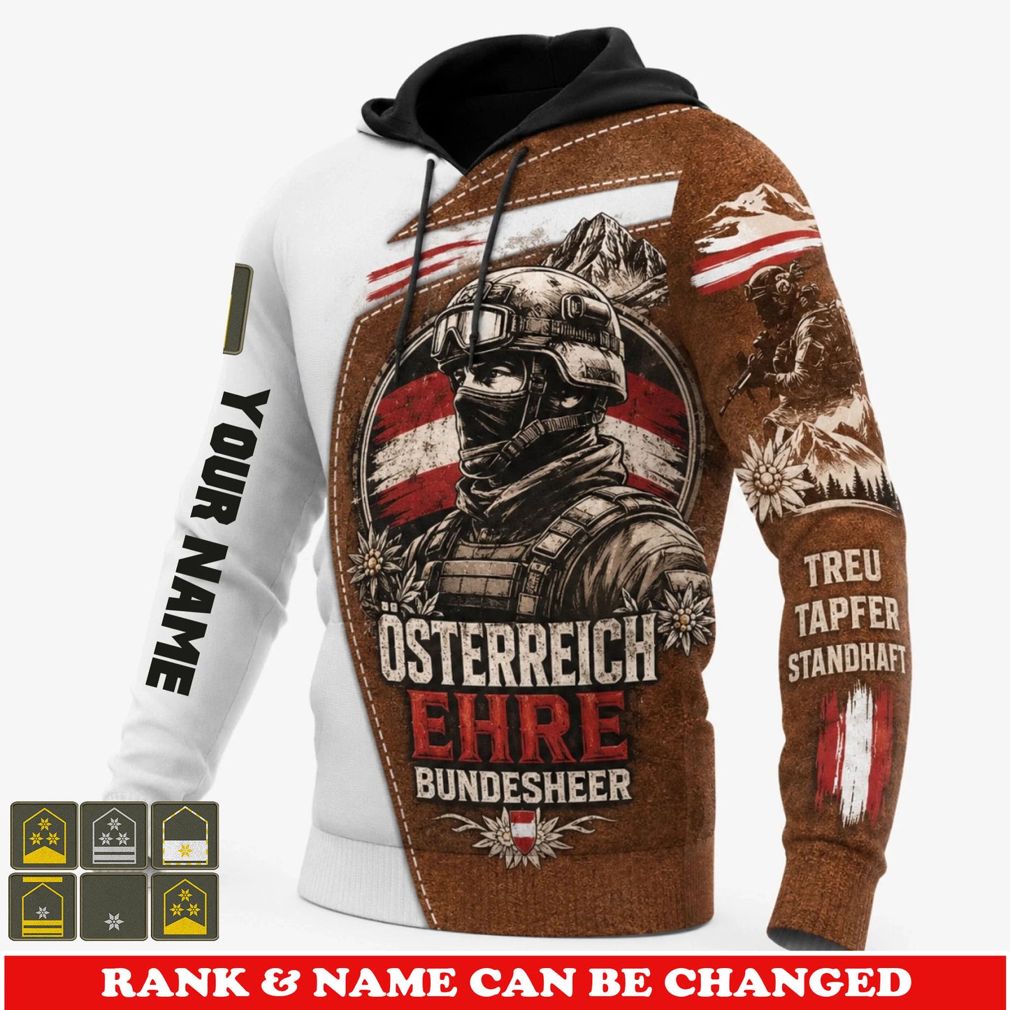 Personalized Austria Soldier/Veteran with Name and Rank Hoodie All Over Printed - 17781984