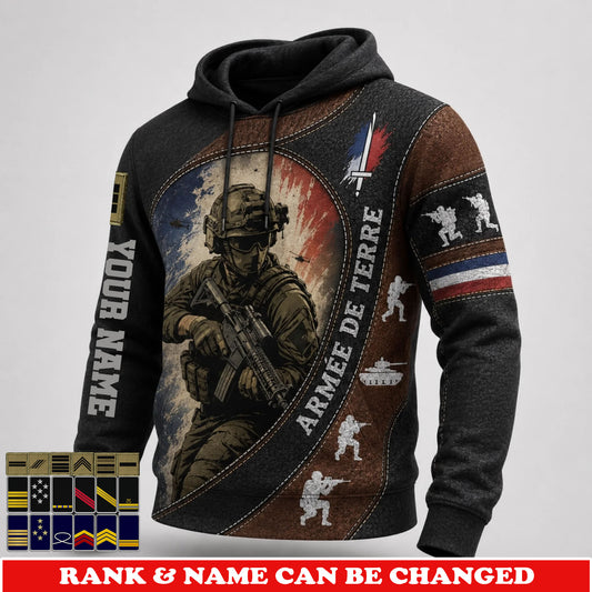 Personalized France Soldier/Veteran with Name & Rank Hoodie All Over Printed - 17781984