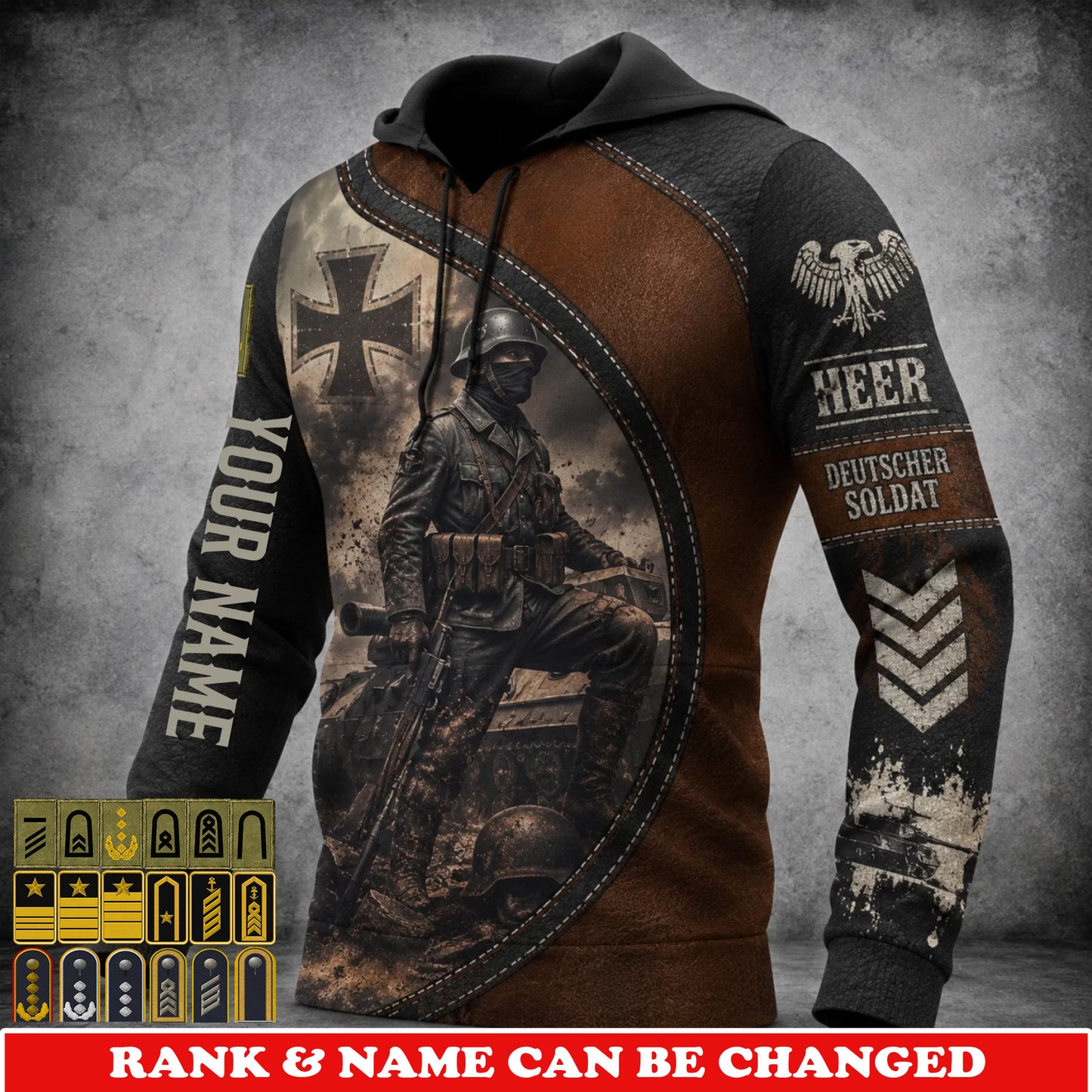 Personalized Germany Soldier/Veteran Camo with Name & Rank Hoodie All Over Printed - 177811200