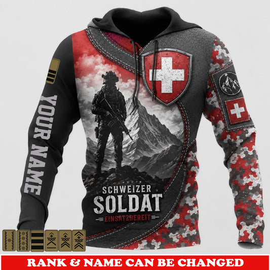 Personalized Swiss Soldier/Veteran with Name and Rank Hoodie All Over Printed - 17776800
