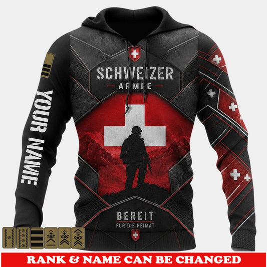 Personalized Swiss Soldier/Veteran with Name and Rank Hoodie All Over Printed - 17780256