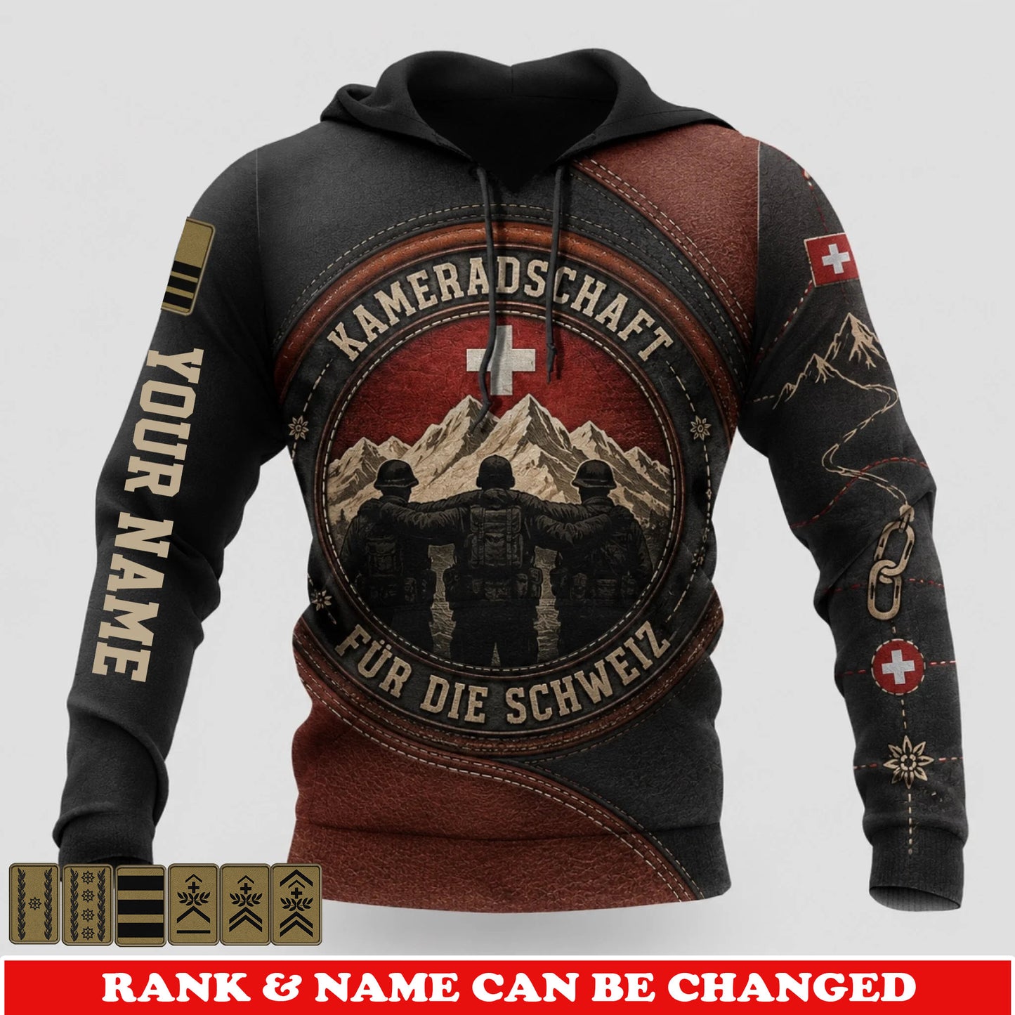 Personalized Swiss Soldier/Veteran with Name and Rank Hoodie All Over Printed - 177811200