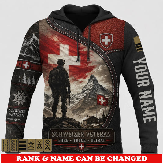 Personalized Swiss Soldier/Veteran with Name and Rank Hoodie All Over Printed - 17777664