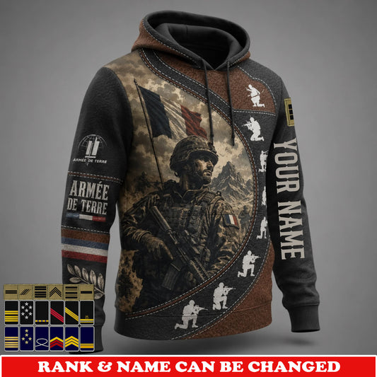 Personalized France Soldier/Veteran with Name & Rank Hoodie All Over Printed - 177811200