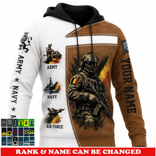 Personalized Belgium Soldier/Veteran with Name & Rank Hoodie All Over Printed - 17781120