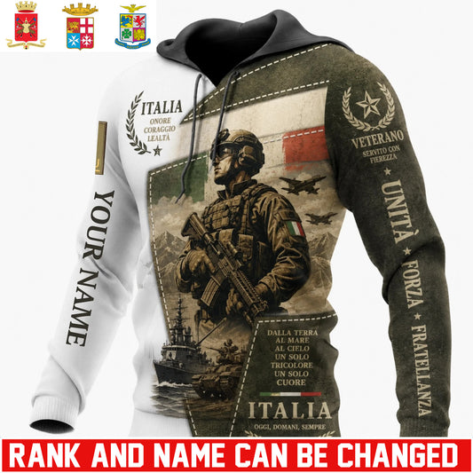 Personalized Italy Soldier/Veteran with Name & Rank Hoodie All Over Printed - 17781120