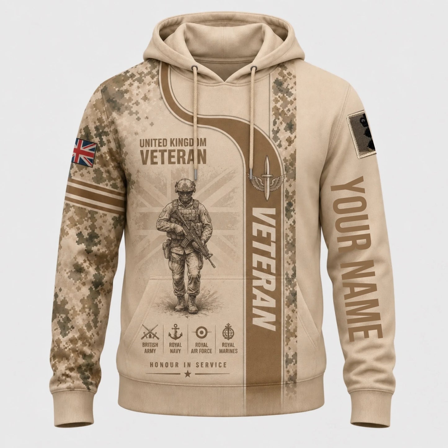 Personalized UK Soldier/Veteran with Name & Rank Hoodie All Over Printed - QK1779148817
