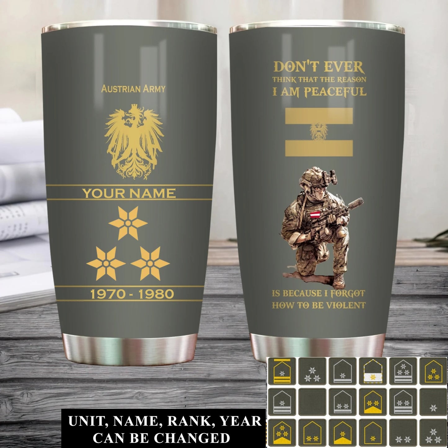 Personalized Austria Veteran/ Soldier With Rank And Name Camo Tumbler - 17180640