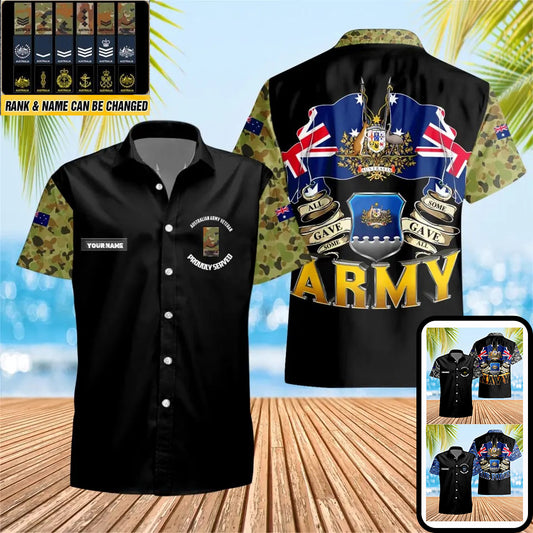 Personalized Australian Solider/ Veteran Camo With Name And Rank Hawaii Shirt 3D Printed - 0604230008