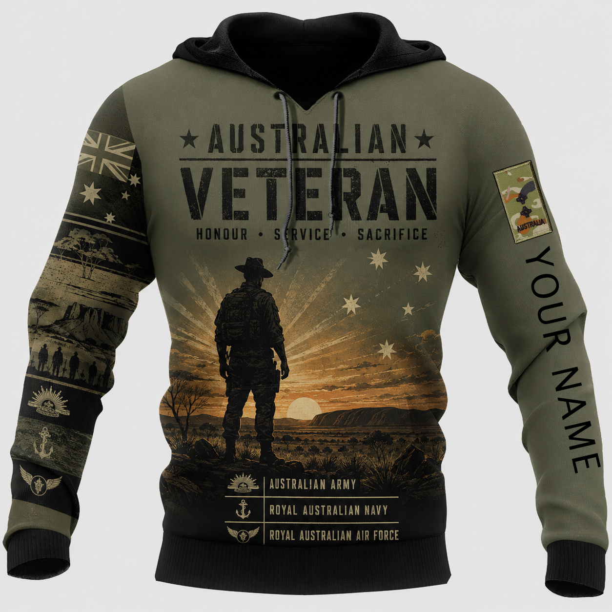 Personalized Australia Soldier/Veteran with Name & Rank Hoodie All Over Printed - TH1779235207