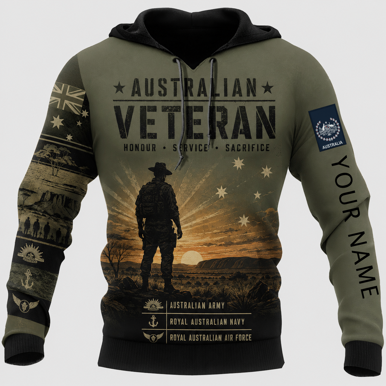 Personalized Australia Soldier/Veteran with Name & Rank Hoodie All Over Printed - TH1779235207