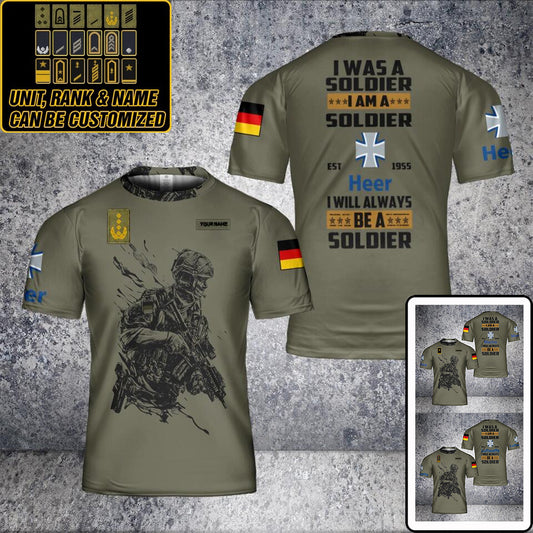 Personalized German Solider/ Veteran Camo With Name And Rank T-Shirt 3D Printed - 0402240002