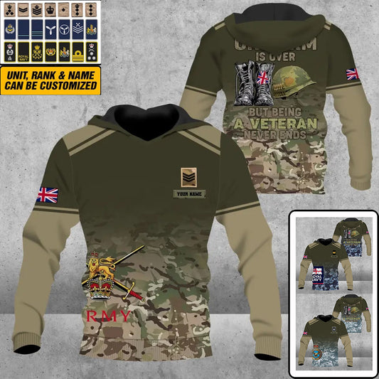 Personalized UK Soldier/ Veteran Camo With Name And Rank Hoodie 3D Printed - 16920576