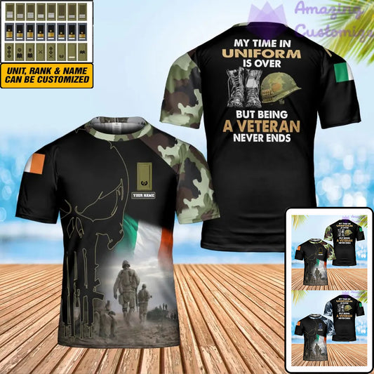 Personalized Ireland Soldier/ Veteran Camo With Name And Rank T-Shirt 3D Printed - 1707004801