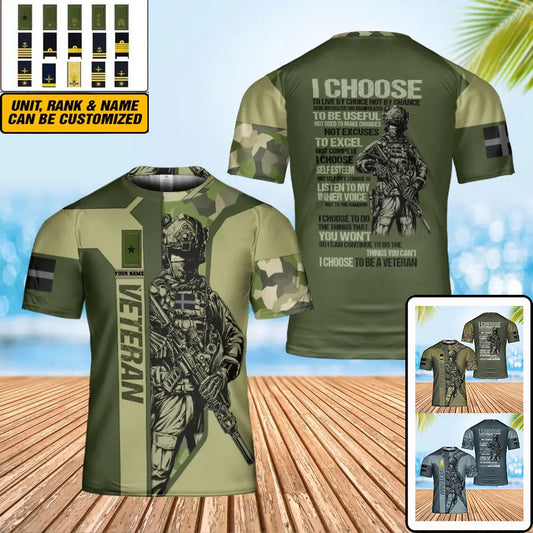 Personalized Sweden Soldier/ Veteran Camo With Name And Rank T-Shirt 3D Printed - 0402240002