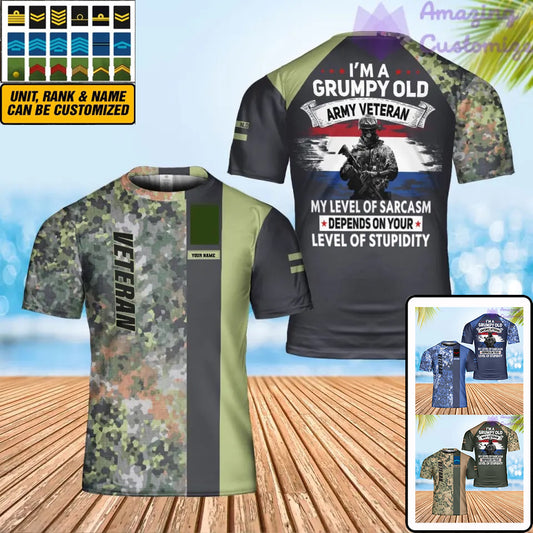 Personalized Netherlands Soldier/ Veteran Camo With Name And Rank T-Shirt 3D Printed - 0302240002