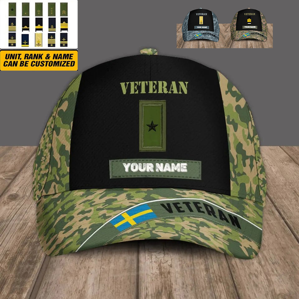 Personalized Rank And Name Sweden Soldier/Veterans Camo Baseball Cap - 3105230001-D04